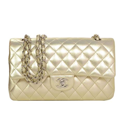 metallic gold chanel bag|Chanel quilted bag gold chain.